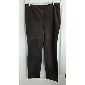 Bagatelle Brown Genuine Suede Leather & Ponte Ankle Pants Size L